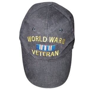 World War II Veteran Hat Embroderied Ribbons Snapback Grandpa Armed Forces NWOT
